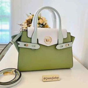 NUEVO CON ETIQUETAS Michael Kors Cartera Carmen Mediana Solapa Cartera Bolso de Hombro Luz Salvia MK - Imagen 1 de 8