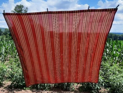 Waverly Rust & Gold条纹织物浴帘 — 第 1/4 张图片