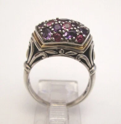 ANILLO JOHN HARDY RARO TURMALINA Y AMATISTA, ORO 18K Y ESTERLINA 925 Talla 6.5 Foto 1 de 4