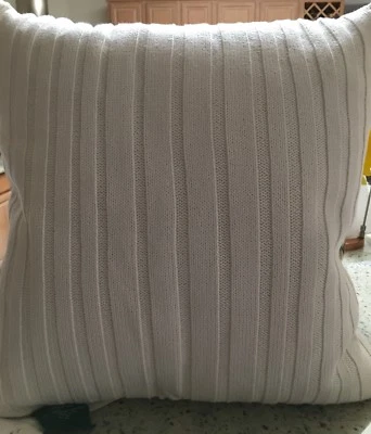 RALPH LAUREN MONTECITO 1 件白色针织装饰枕头 18 英寸方形全新罕见 — 第 1/4 张图片