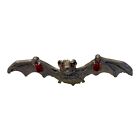 Gothic Flying Bat Pewter Ornament Red Eyes and Wing Accents