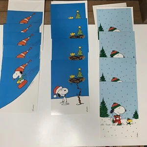Hallmark PEANUTS Christmas Winter Greeting Cards Envelopes Snoopy Woodstock 13 - Picture 1 of 2