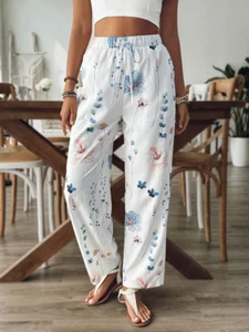 Plus Size Women's Printed Drawstring Pants with Elastic Waistband - Picture 1 of 9