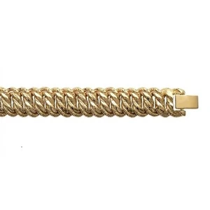 Dolly-Bijoux Bracelet 19 cm Maille AMÉRICAINE Large Plaqué Or 18K 5 Microns - Picture 1 of 2