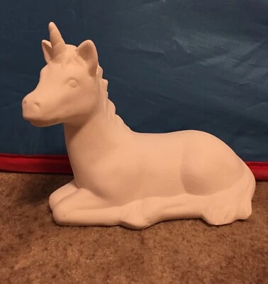 Laying Down  Unicorn    *Ceramic Bisque Ready to Paint 5”t X6”x3” - Image 1 of 2
