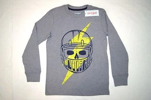 Cat & Jack Shirt Boys M 8-10 Long Sleeve Football Helmet Gray Lightning NEW - Picture 1 of 9