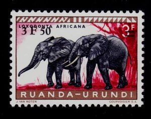 RUANDA-URUNDI SCOTT#153 MNH WILD ANIMAL TOPICAL; ELEPHANTS (OVERPRINT) - Picture 1 of 1