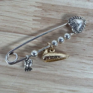 VTG Sterling Silver - Ball Bead & Heart Love Safety Brooch Pin + 2 Sterling Duck - Picture 1 of 7