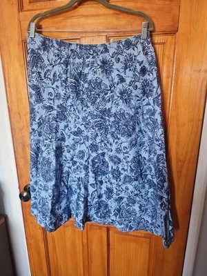 JM Collection Women's Pull On Blue Skirt Size 14P Linen NWOT  - Image 1 of 4