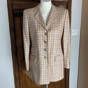 Giacca blazer Escada Margaretha Ley vintage arancione check 100% cashmere taglia 38 - Foto 1 di 9