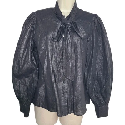 By Malene Birger  Blouse Shirt  puffer sleeves tie button up sz 36/ US 4 - Image 1 of 4