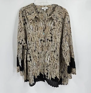 Dressbarn Woman 2X Plissee-Bluse mit Federprint und Knopfleiste - Bild 1 von 5