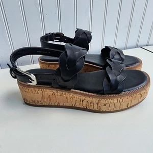 Nordstrom Rack Pennie Damen-Plateausandale offene Zehenpartie schwarzes Leder Größe US 7 M - Bild 1 von 10