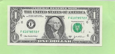 2003A ..UNCIRC $1  F 6107 8572 F  .... 2003A  $1  F-F     NICE NOTE      FRN - Image 1 of 2