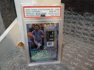 2020 Panini Contenders Cole Anthony Blue Shimmer AUTO Autograph Card PSA 10 RARE - Picture 1 of 9