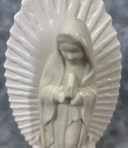 "Placa de pared estatua religiosa vintage de la Virgen María - resina marfil - 10"" - reparada" - Imagen 1 de 8