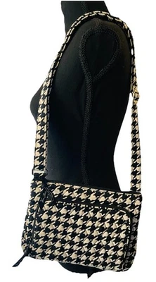 Vera Bradley Crossbody Bag Houndstooth Black White Quilted Shoulder Purse - Image 1 of 4