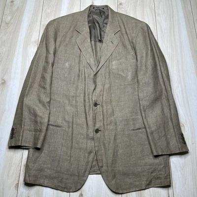 Giorgio Armani Le Collezioni Pure Linen Flax Blazer Unlined Mens 44R Brown - Image 1 of 4