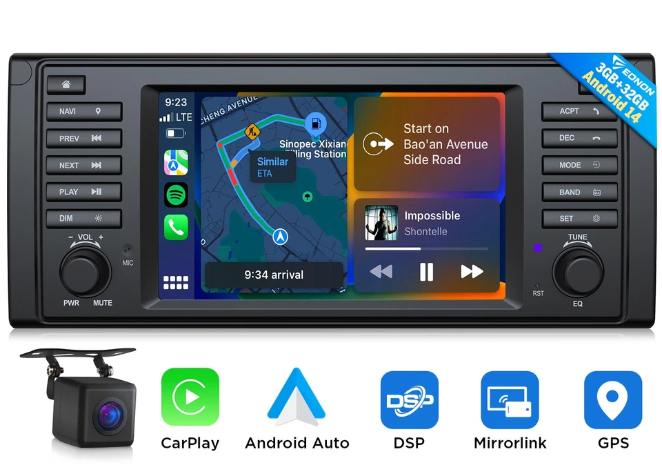 Eonon E39X7 7" Android 14 Head Unit Car GPS Nav Stereo for BMW E39 528 525 520 - Image 1 of 4