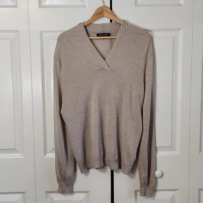 Suéter Brooks Brothers Para Hombre Taupe Lana Merino Extra Fina Manga Larga Talla XL Foto 1 de 4