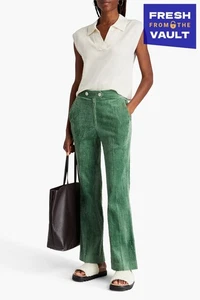 RRP€245 SANDRO Corduroy Trousers FR40 US8 UK12 L Green Stretch High-Rise - Picture 1 of 6