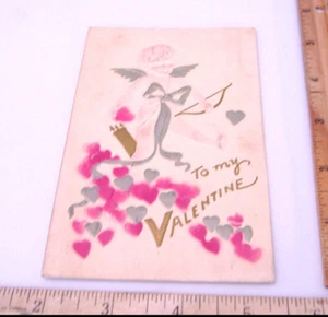 TO MY VALENTINE~TARJETA POSTAL VINTAGE DE SAN VALENTÍN EN RELIEVE~MATASELLOS DE 1909 - Imagen 1 de 3