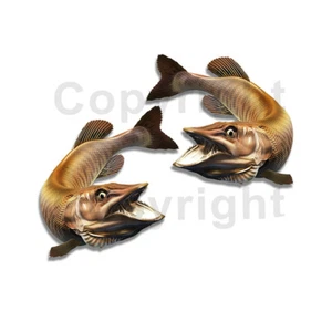 Tiger Musky Sticker Decal Fishing RV Boat Car Truck Camper Trailer F093 2 Pack - Picture 1 of 1