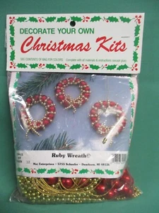 Vintage Mac Enterprises Bead Christmas Ornament Kit #20-11 Ruby Wreath Makes 12 - Picture 1 of 5