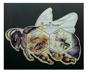 Malasia 2019 Insectos Abeja Única Inusual Forma Extraña Sello Hoja Miniatura - Imagen 1 de 2
