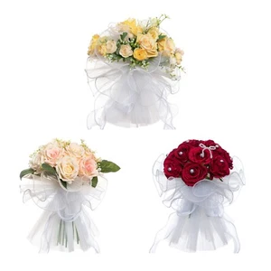 Brautstrauß Hochzeitsstrauß Künstliche Rosen Brautjungfer Handheld Strauß Blumen - Bild 1 von 17