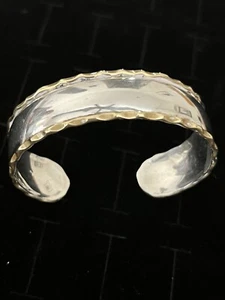 sterling silver cuff with brass trim signed - Picture 1 of 7