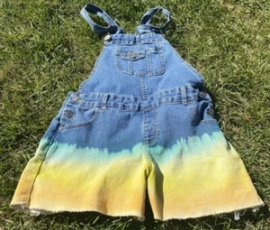 Girls Jordache Blue Tie Dye Legs Jean Shorts Overalls Size XXL (18) 20W I 3” - Picture 1 of 10