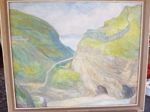 Dipinto olio Georg Seyler "Castello di Re Artù" / 1983 / originale - Foto 1 di 3