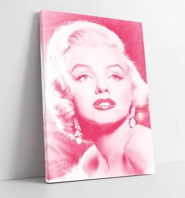 MARILYN MONROE PINK PORTRAIT -DEEP FRAMED CANVAS WALL ART PICTURE PRINT - Image 1 of 2