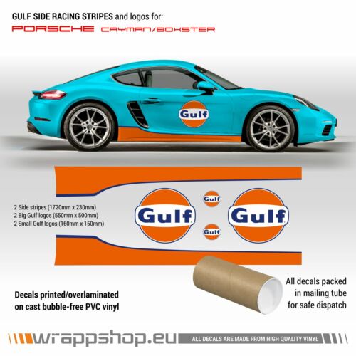 GULF Le Mans SIDE RACING STRIPES and logos for PORSCHE Cayman / Boxster