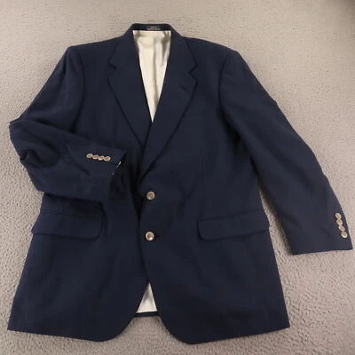 VTG Hopsack Jacket M Blue Polyester Wool Blazer Sport Coat Crested Buttons 42R - Image 1 of 4