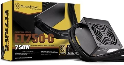 SilverStone Tek 750W 80 Plus Gold Fixed Cable Power Supply with Flat Black Cable - Image 1 of 4