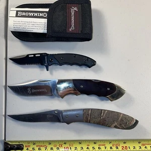 Lot of 3 - Browning Knives Model 111C, 339 Dirty Bird w/sheath, 2515, Nice! - Picture 1 of 13