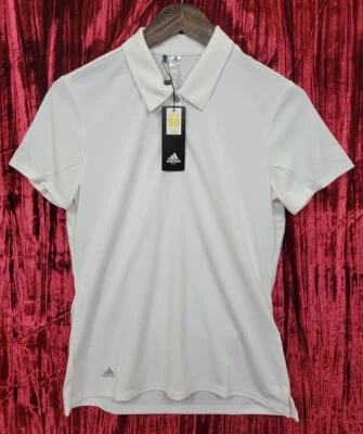 NUEVO NUEVO CON ETIQUETAS Adidas Mujer Golf Polo Rendimiento Camisa Deportiva A231 PEQUEÑO BLANCO Foto 1 de 4