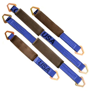 2" Tie Down Axle Straps 21" & 31" w/ Triangle Flat D Ring for Rollback Cargo Tow - Picture 1 of 1