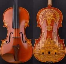 T21 Pro Master Stradivari Style Violin 4/4 European Wood Carved Castle RIch Tone