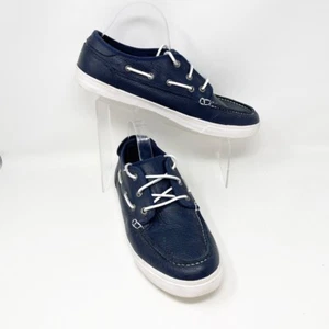 Scarpe da barca casual stringate Toms da uomo in pelle blu navy, taglia 13 - Foto 1 di 11
