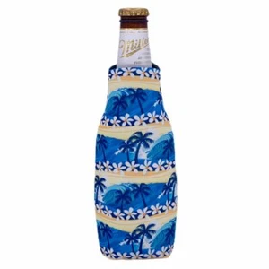 Waves Tropical Beach Pattern Beer Bottle Coolie; Cozy, Hugger, Zipper, Holder - Picture 1 of 5