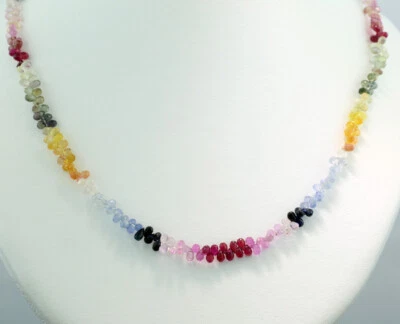 Saphir Collier / Halskette 585er 14 Karat Weißgold bunte Saphire mehrfarbig neu - Bild 1 von 4