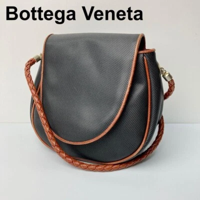 Bolso de Hombro Bottega Veneta Intrecciato PVC Negro Usado Auténtico Hecho en Italia JAPÓN Foto 1 de 4