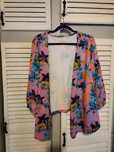 Denim & Co. Printed Jersey Open Front  Cardigan  -BOLD SATURATED COLORS SIZE 3X - Picture 1 of 10