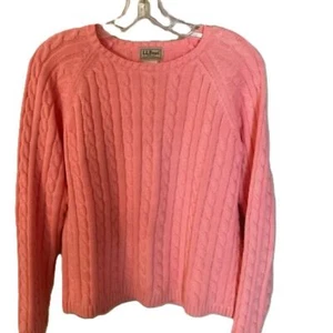 L.L. BEAN SIZE SMALL PINK CABLE KNIT COTTON CREWNECK SWEATER - Picture 1 of 5