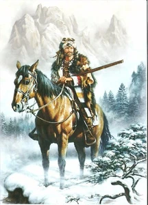 3 motivos postales plegables + sobre: lobo, trampero, indio, Tree Free Greetings - Imagen 1 de 12
