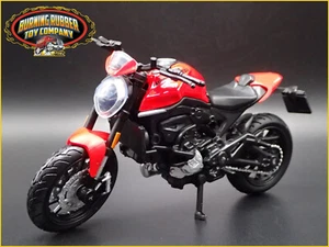 DUCATI Monster + Plus Bicicletta Moto Rosso 1/18 Diorama Scala Modello Diecast - Foto 1 di 8