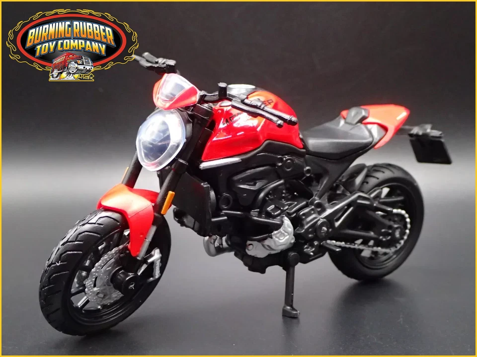 DUCATI MONSTER + PLUS BIKE MOTORCYCLE RED 1/18 SCALE DIORAMA DIECAST MODEL BIKE - Image 1 of 4